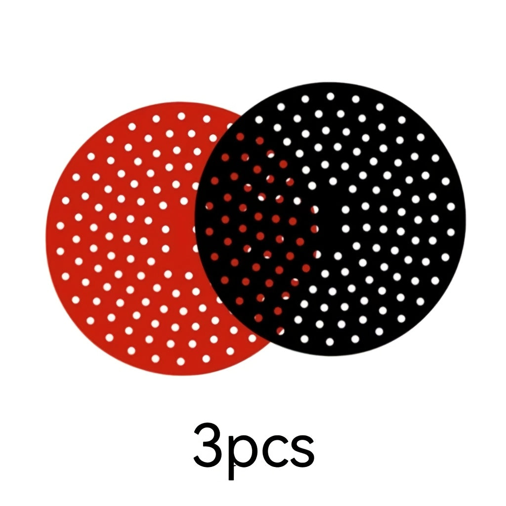 Set of 3 Silicone Air Fryer Liners Heat-Resistant Round and Square Basket Inserts for Oven and Air Fryer