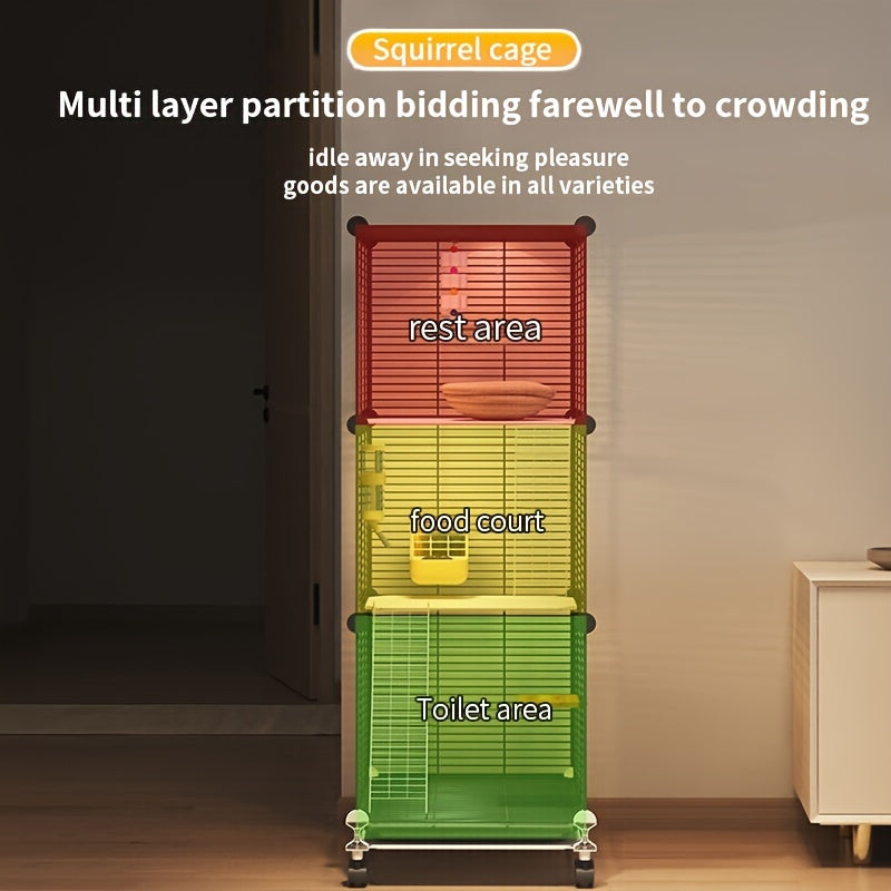 Jaula de mascotas pequeña de lujo con diseño de villa espaciosa y cajón de fácil limpieza