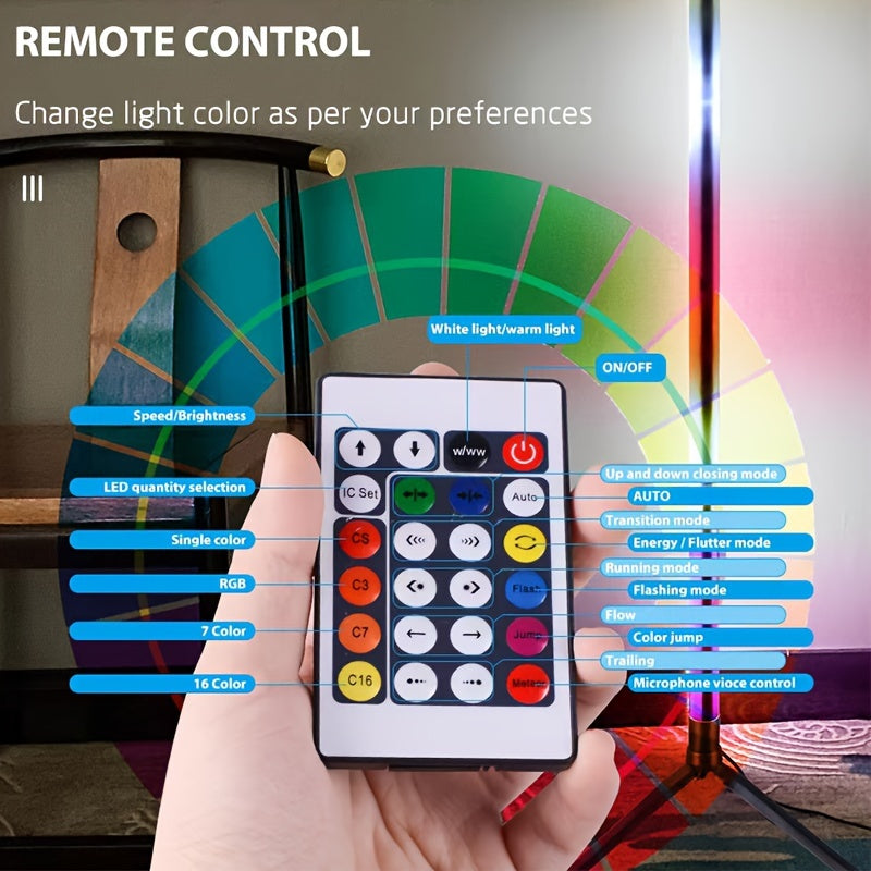 Wireless RGB LED Floor Lamp with App Dimming Remote Control and USB for Living Room Decoration