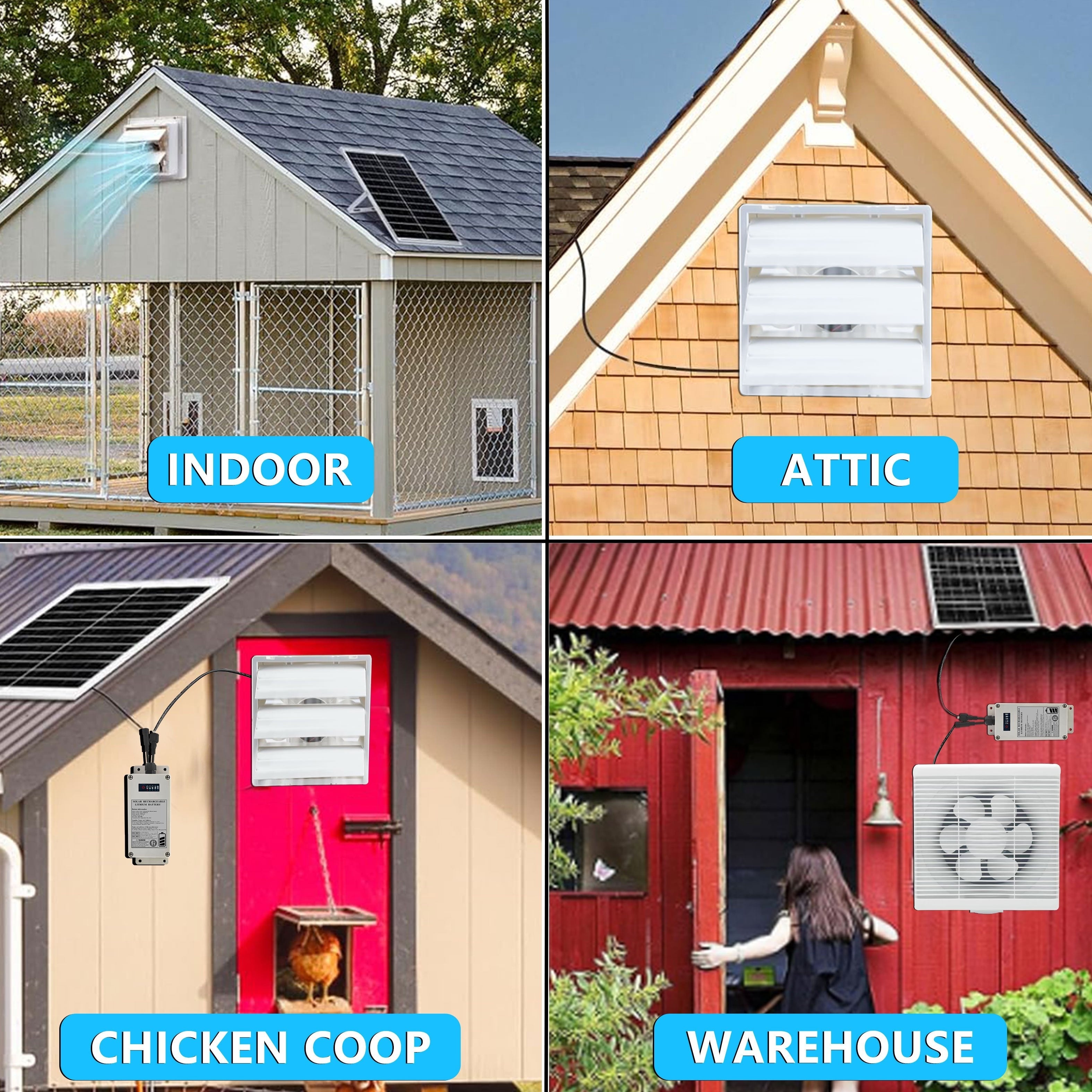 Qayta tiklanadigan batareyali quyoshli ventilyator, 25W quyoshli ventilyator to'plami va 8 dyuymli ventilyator bilan ishlaydi, issiqxona, ichki joylar va kichik binolar uchun mos.