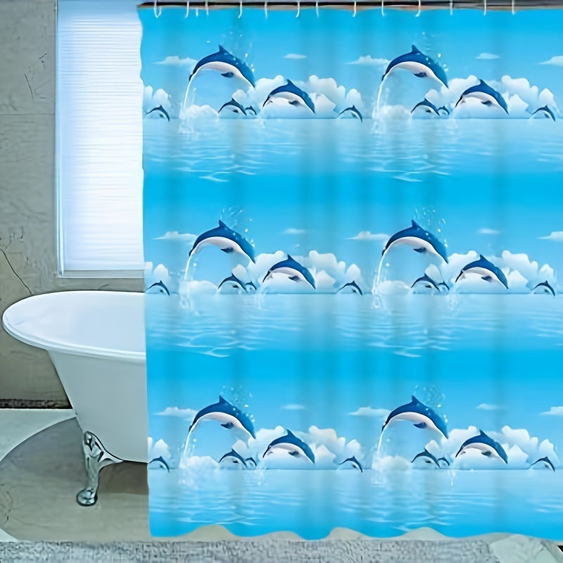 Waterproof PEVA Shower Curtain with Hooks Anti-Fouling No Punching Needed