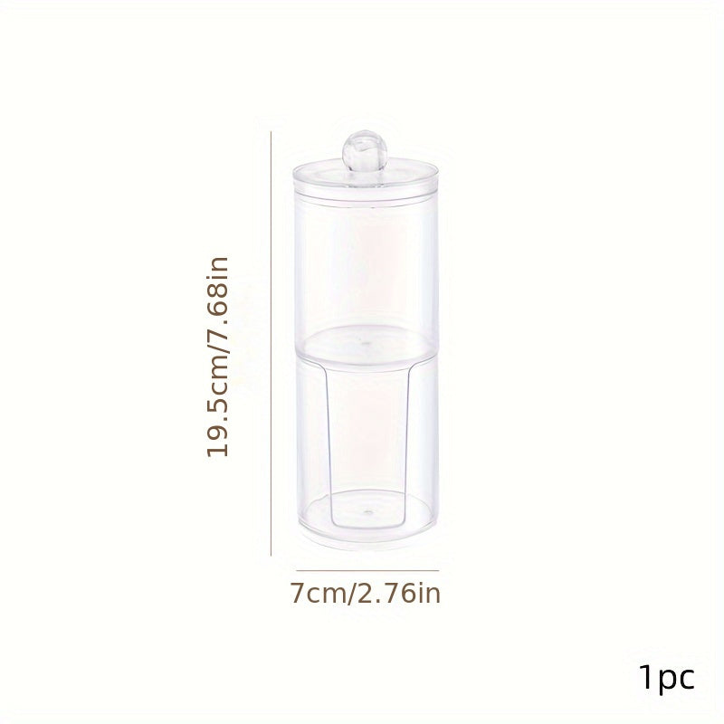 Transparent Double-Layer Storage Jar for Swabs Jewelry Dustproof Organizer