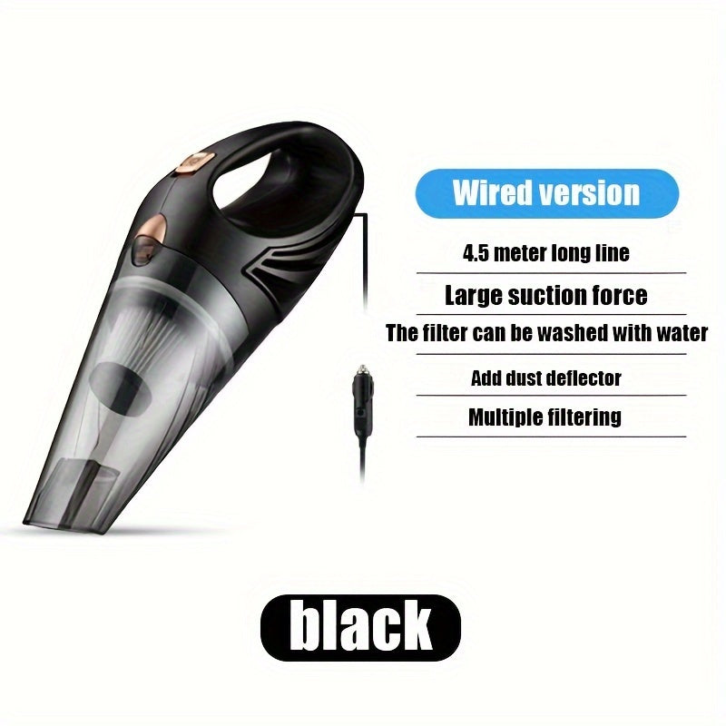 Aspiradora de coche 12V portátil silenciosa de 200W con accesorios