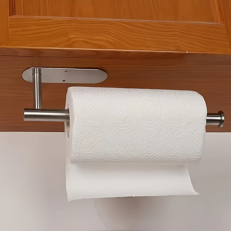 Modern No-Drill Paper Towel Rack Wall Mount Space-Saving Organizer