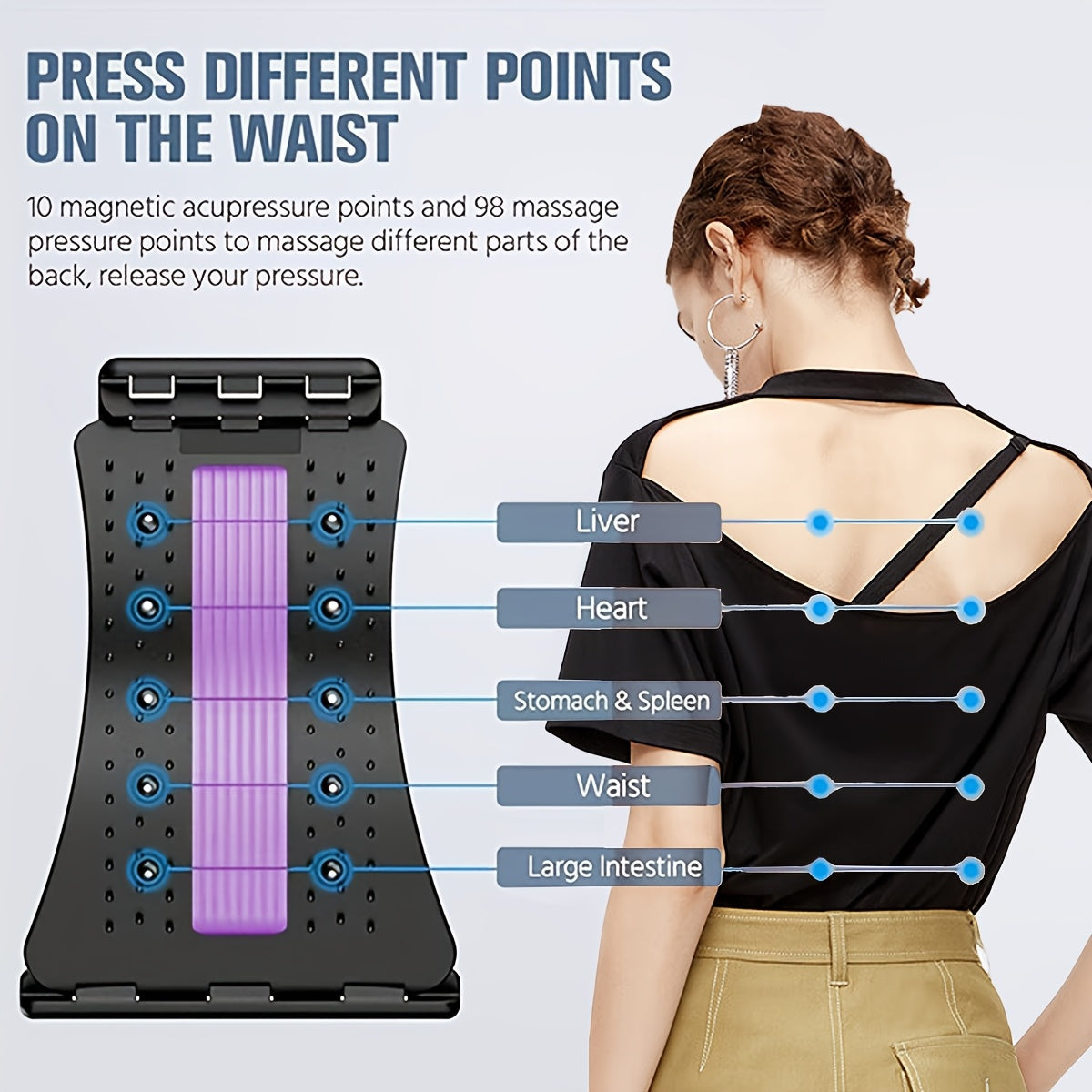 Moslashuvchan bel umurtqa umurtqa yengillashtiruvchi orqa cho'zuvchi, uy fitness uchun, binafsha PP material