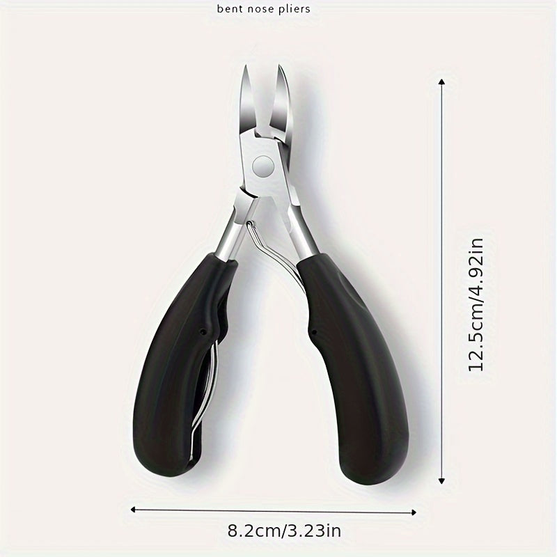Stainless Steel Nail Clippers for Thick and Ingrown Toenails with Curved Blade and Nail File for Men and Women