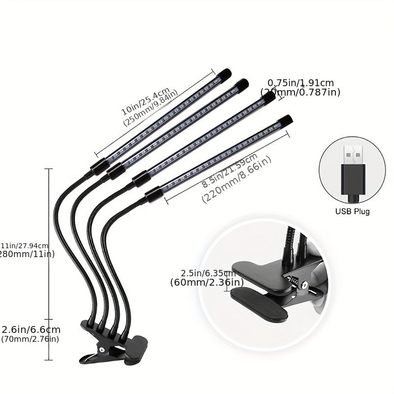 LED Grow Light with One or Four Heads Full Spectrum Indoor Plant Lighting for Greenhouse and Home