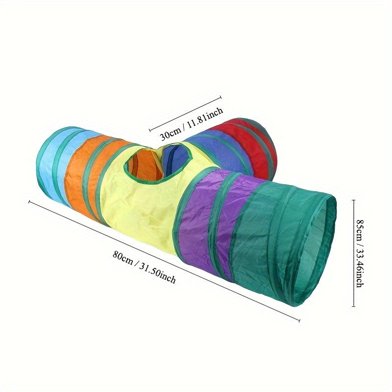 Foldable Pet Tunnel for Cats and Dogs, Polyester, Interactive Play and Training