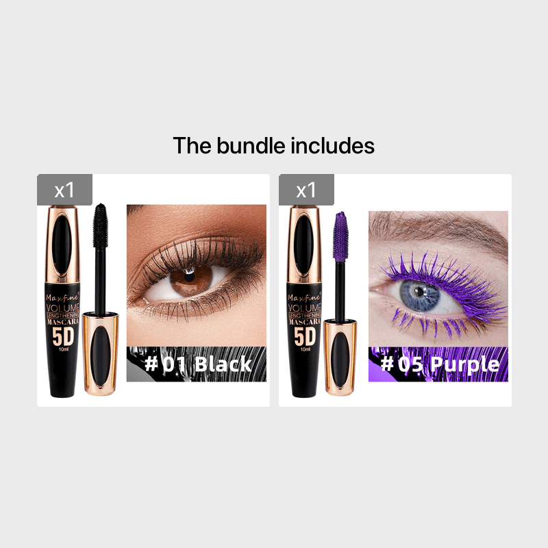 Women Silk Fiber Mascara Black Waterproof Volumizing Lengthening Long Lasting