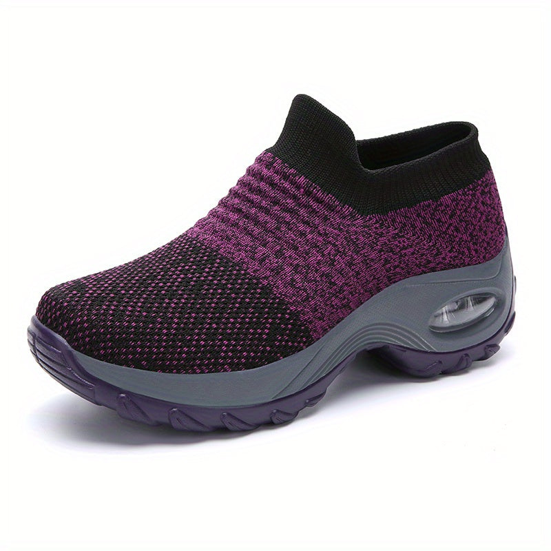 Zapatillas de media caña transpirables para mujer con amortiguación de aire, color sólido, para todas las estaciones