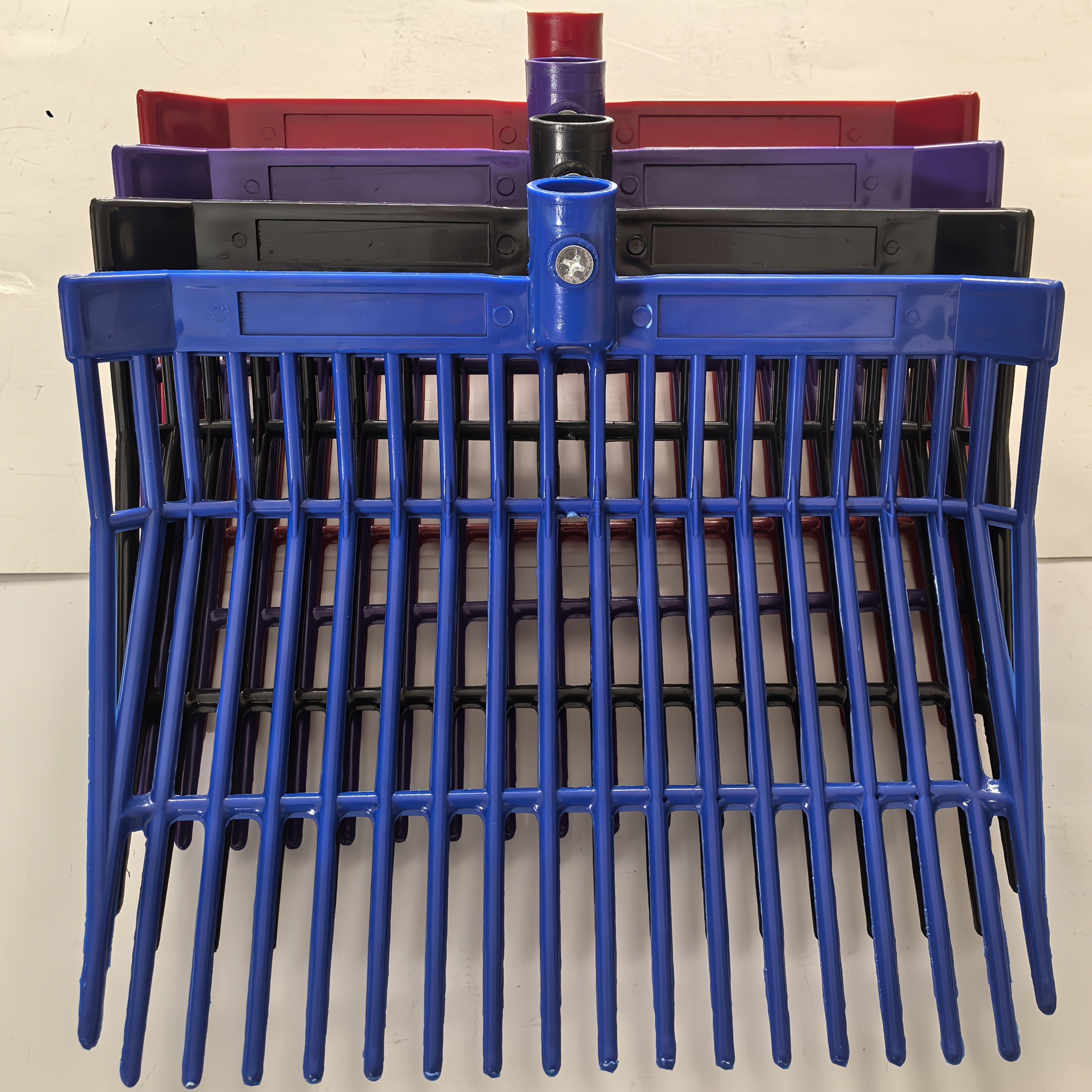 ABS Horse Stall Cleaning Fork Large Blue and Black Durable Plastic Manure Hay Fork