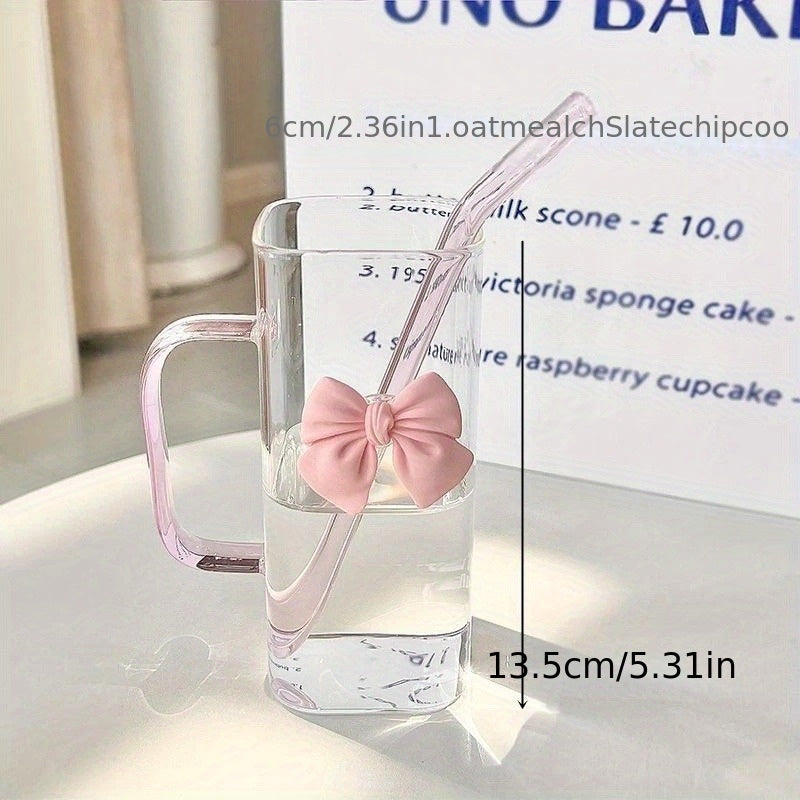 Clear Glass Mug with Handle and Straw for Coffee, Milk, Water, 70ml