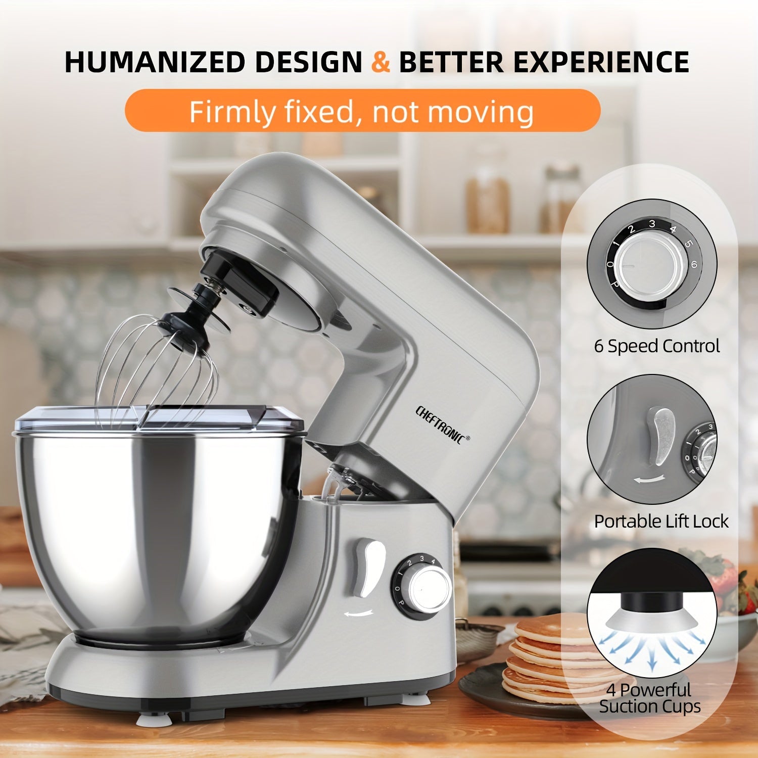 5L Electric Stand Mixer 1300W Tilt-Head Kitchen Appliance with Dough Hook Whisk