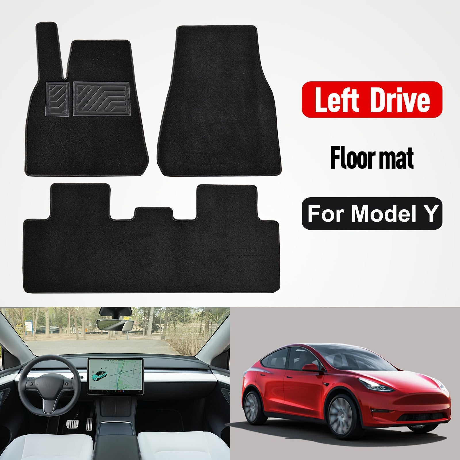 Car Floor Mats All-Weather Anti-Slip Carpet Set for Model Y Rear Front