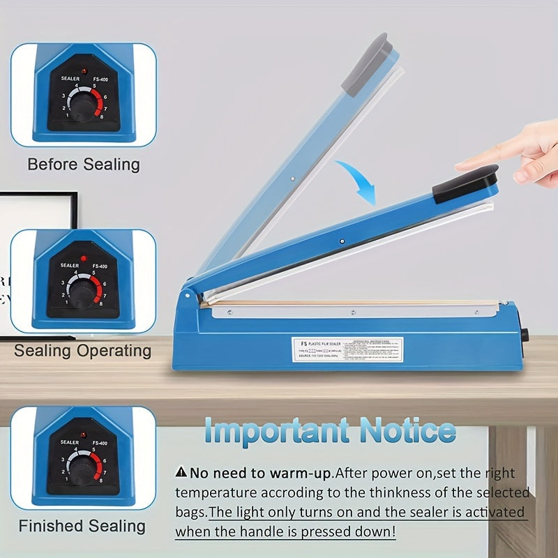 220V Automatic Plastic Bag Sealer Blue Non-Slip Base for Household and Laboratory