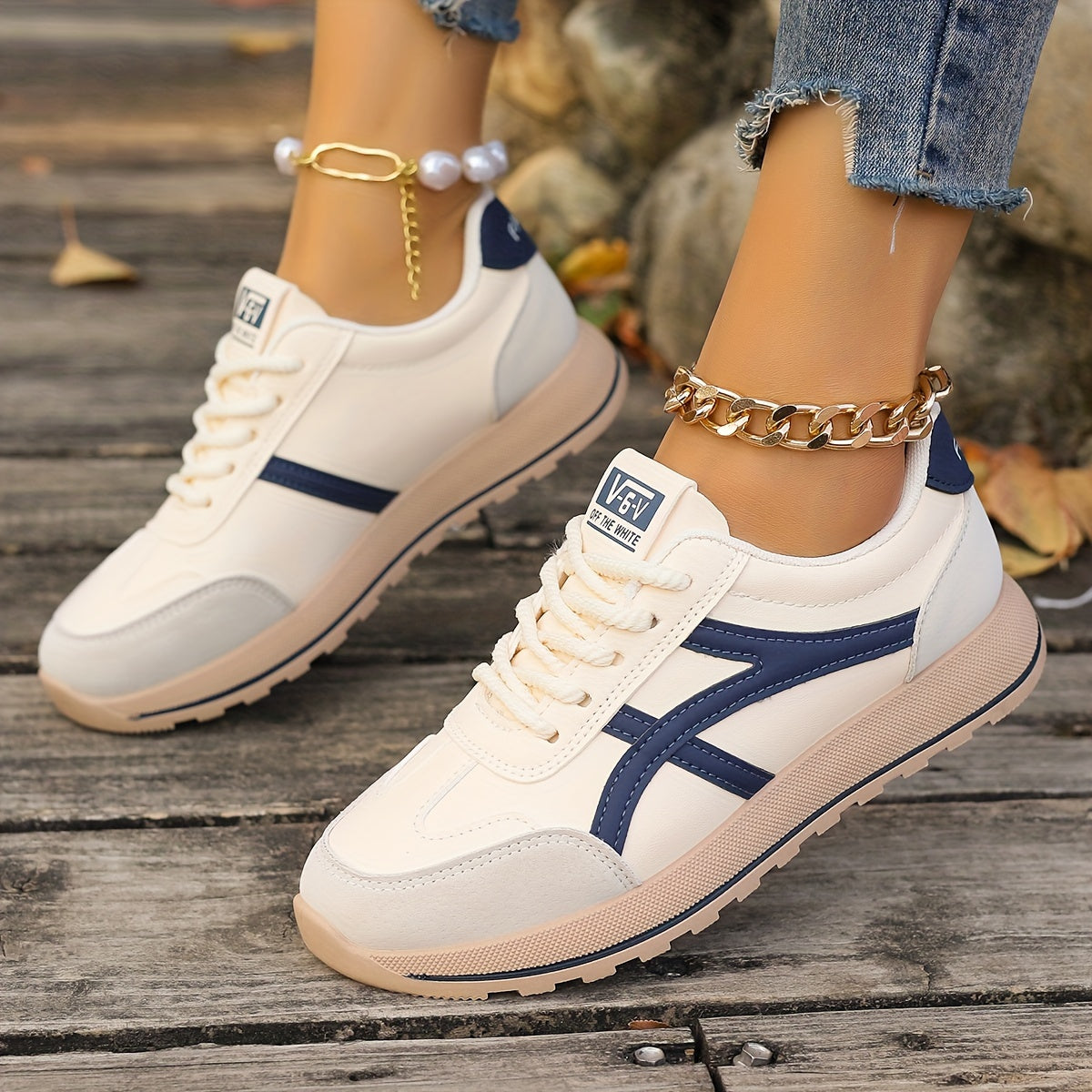 Women's White Thick-Soled Casual Sneakers for Spring Summer 2025