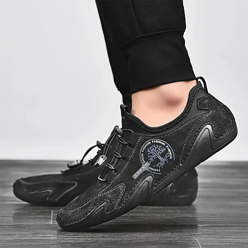 Lightweight Men's Casual Business Shoes Rubber Sole Slip-On Round Toe Solid Color for Party