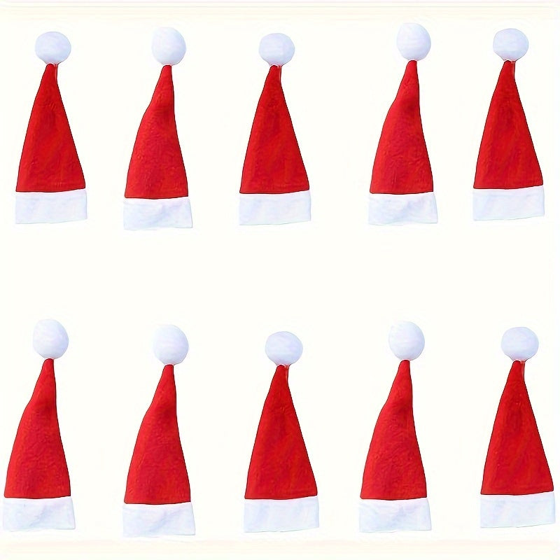 Set of 10 Christmas Hat-Shaped Forks, Festive Tableware, Holiday Party Decor