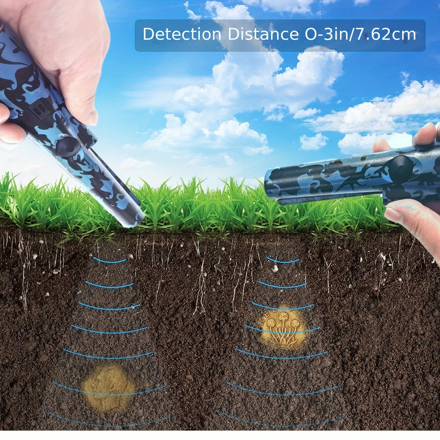 Ручной металлоискатель-детектор с 360° поиском, высокой чувствительностью для монет, украшений и сокровищ