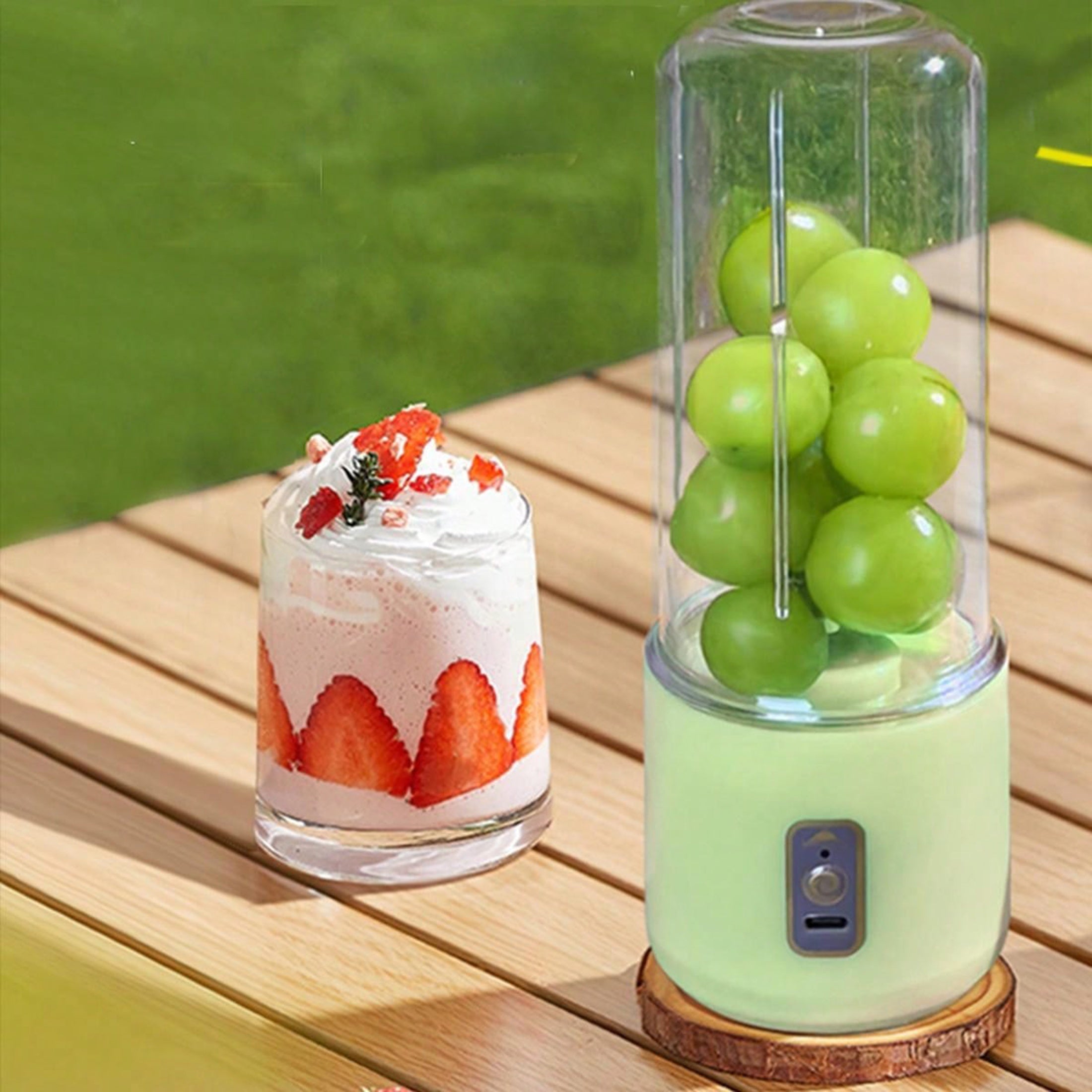 Portable USB Rechargeable Juicer Cup with 6-Blade Design and 1500mAh Battery