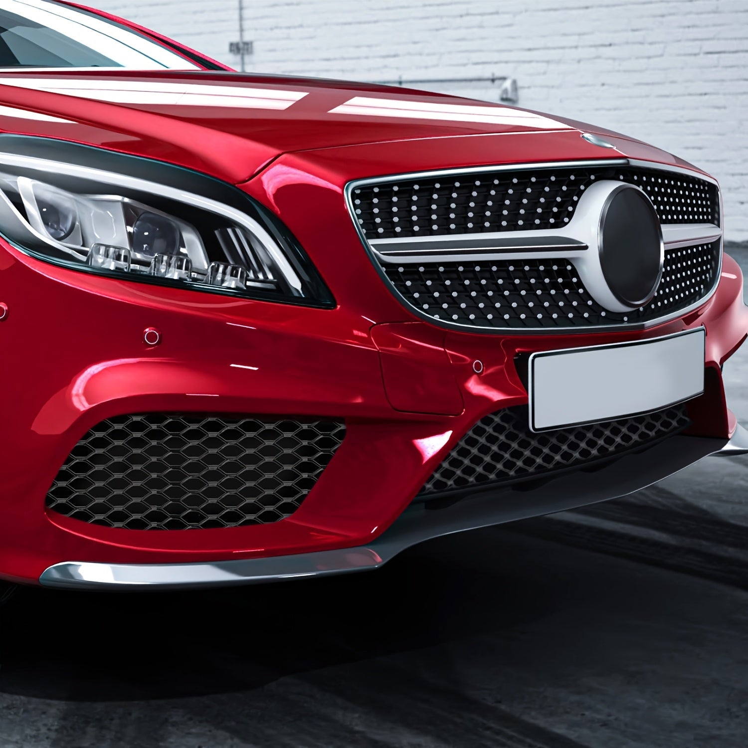 Aluminum Mesh Grill Cover Car Bumper Vent Net Black Red Stitching 101.6cm