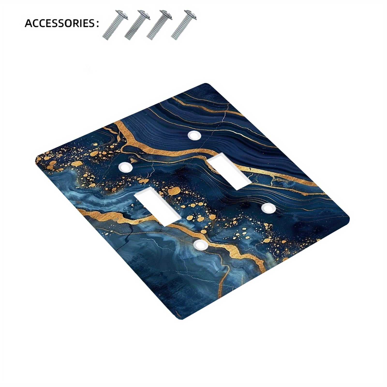 Blue Marbled Wall Plate for Bedroom and Kitchen 1 or 2 Gang