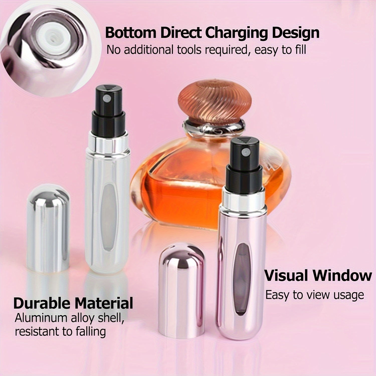 Unisex Refillable Perfume Bottle 5ml Metal Case Multiple Colors Fine Spray