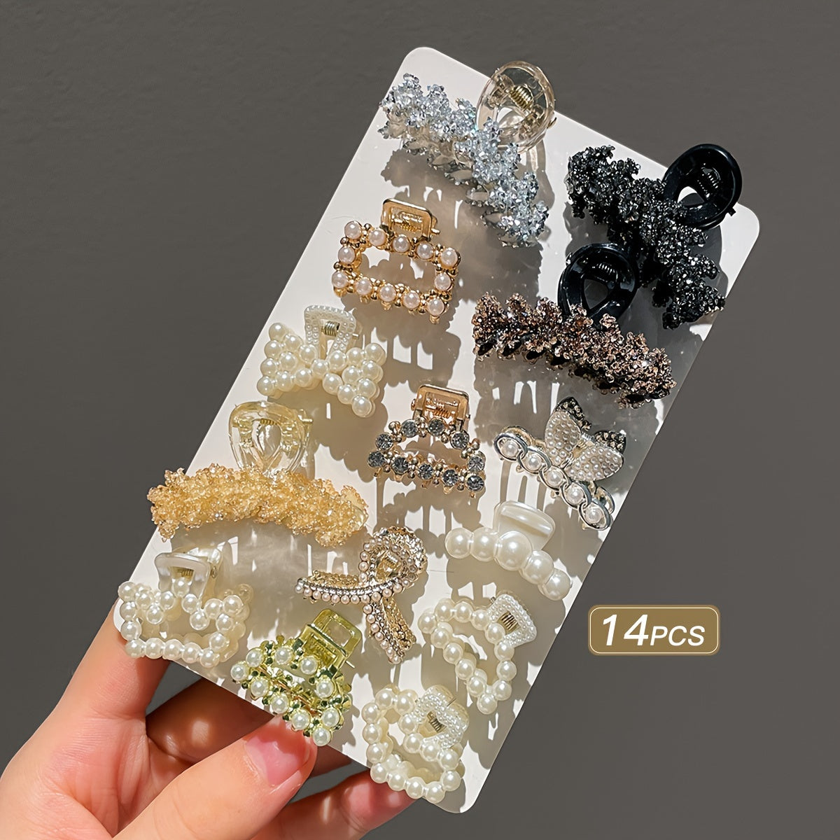 14 Pcs Elegant Faux Pearl Hair Claw Clips for Women Daily Wear Small
