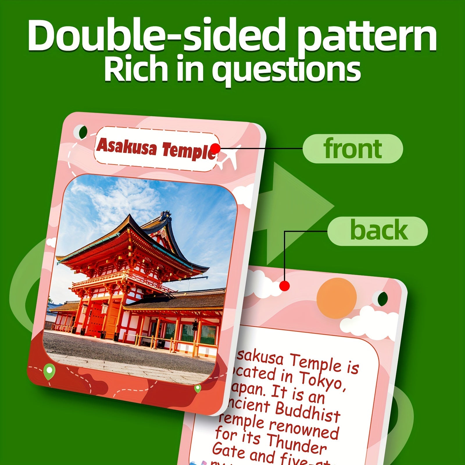 Educational Flash Cards for Kids 50 World Landmarks Puzzle Game in Mixed Colors