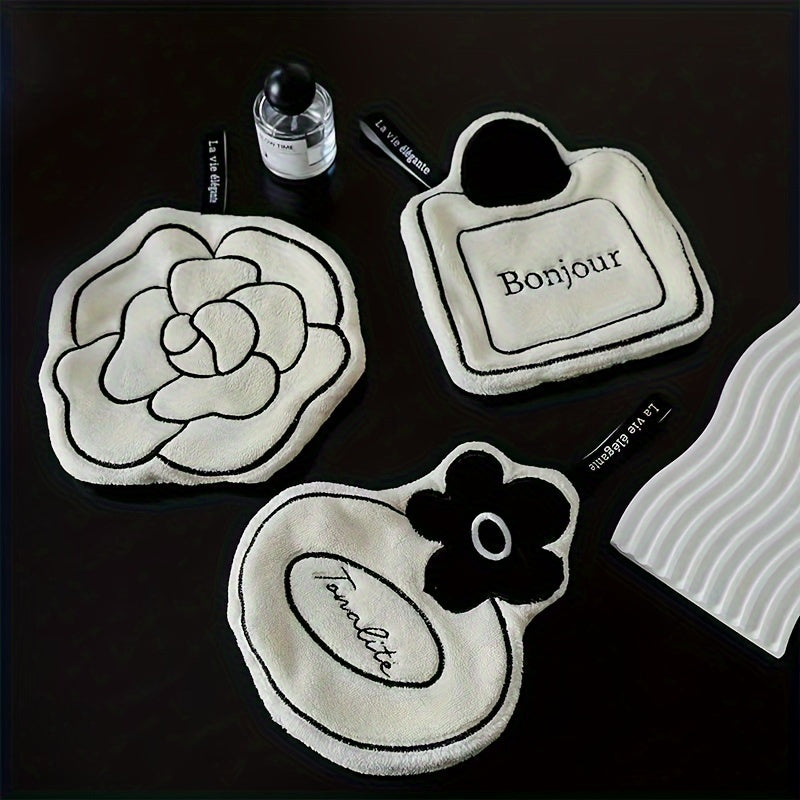 Polyester Kitchen Towel Camellia Pattern Soft Absorbent for Household Cleaning