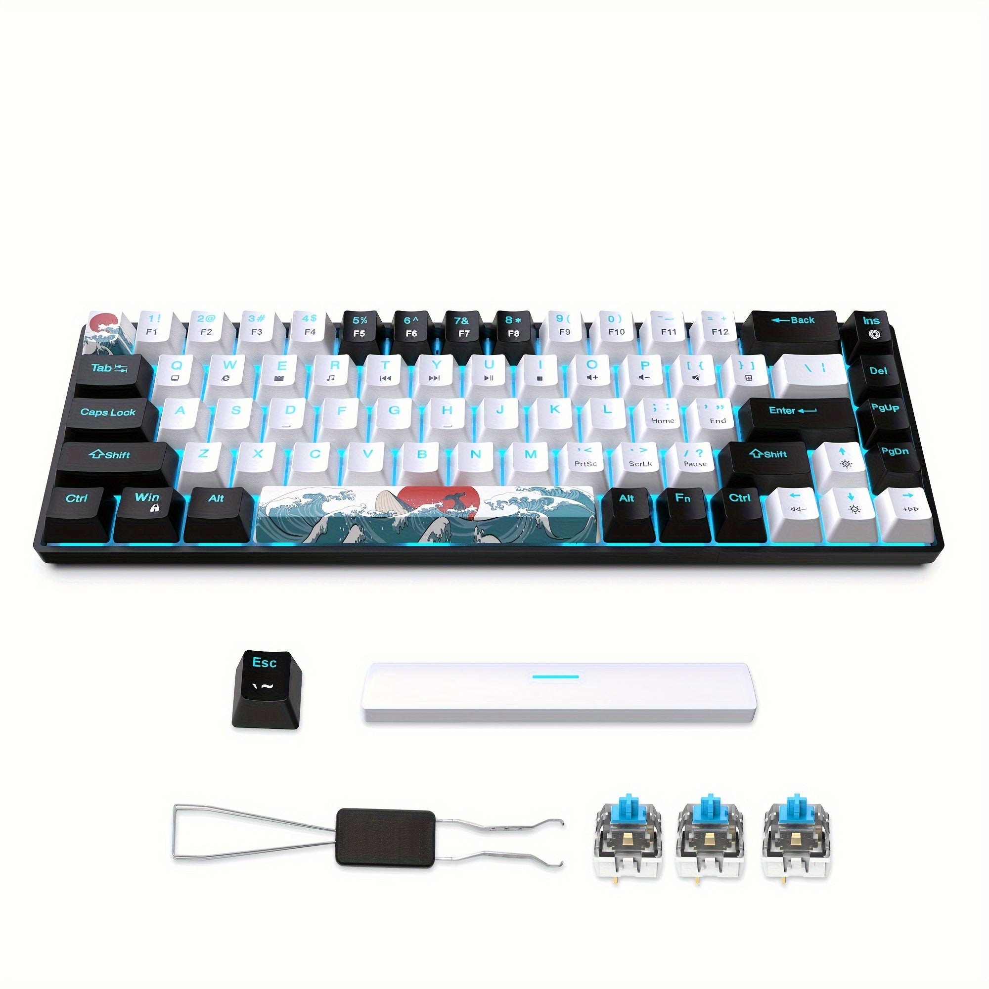 Mechanical Gaming Keyboard 68 Keys Blue Switch Backlit USB-C Windows Mac Laptop