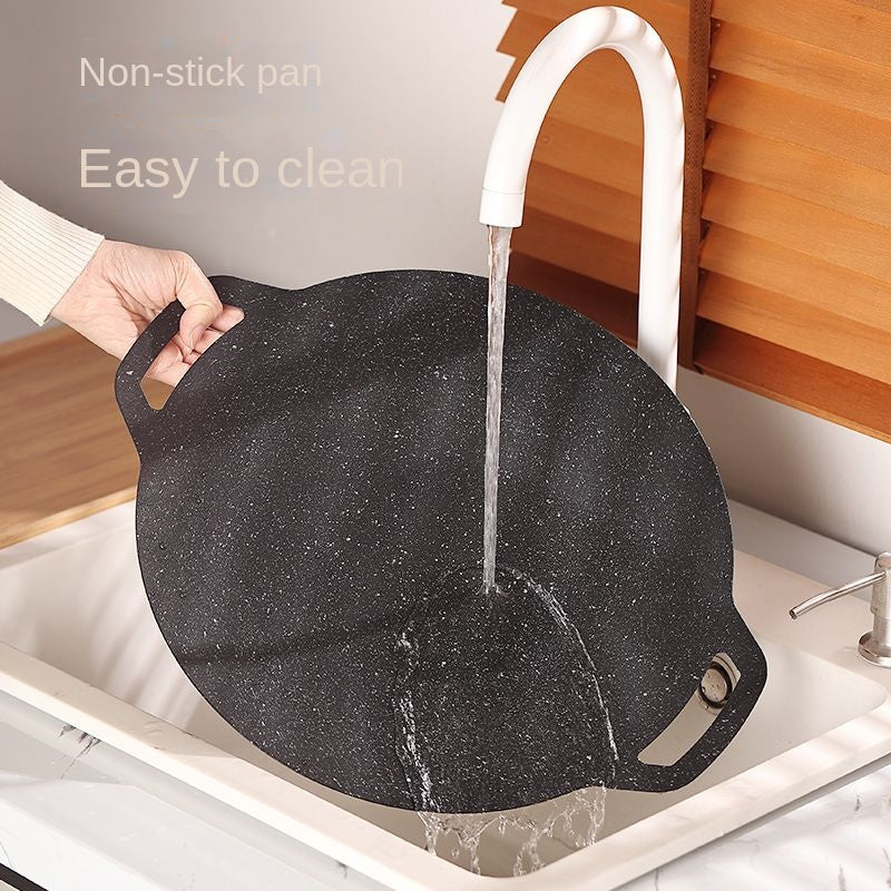 Cast Iron Grill Pan for Outdoor Camping and BBQ Non-Stick Stovetop Gas Grill