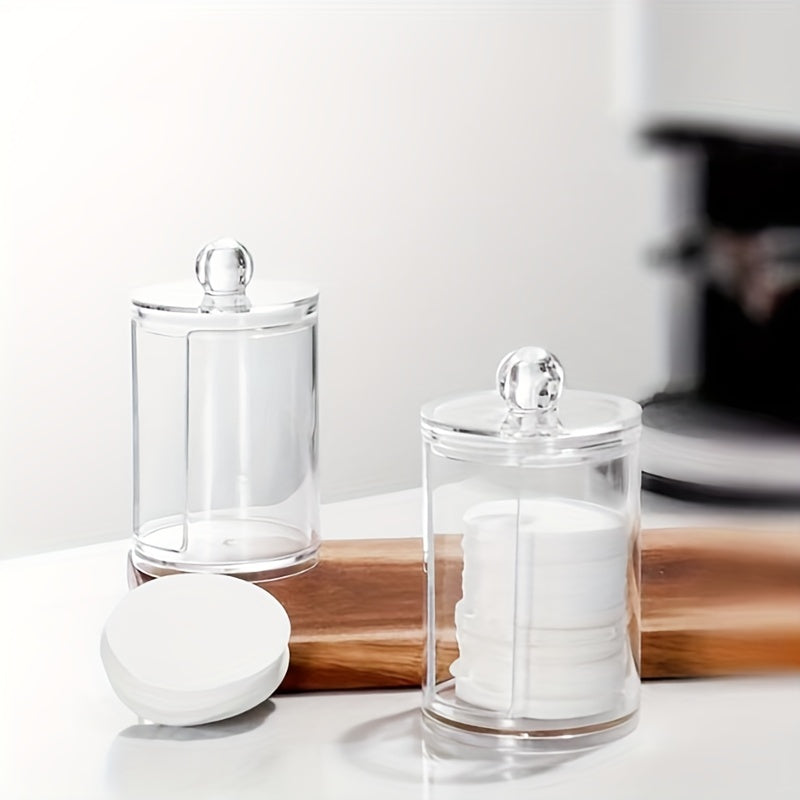 Clear Acrylic Makeup Organizer with Pad Swab Holder and Storage Jar