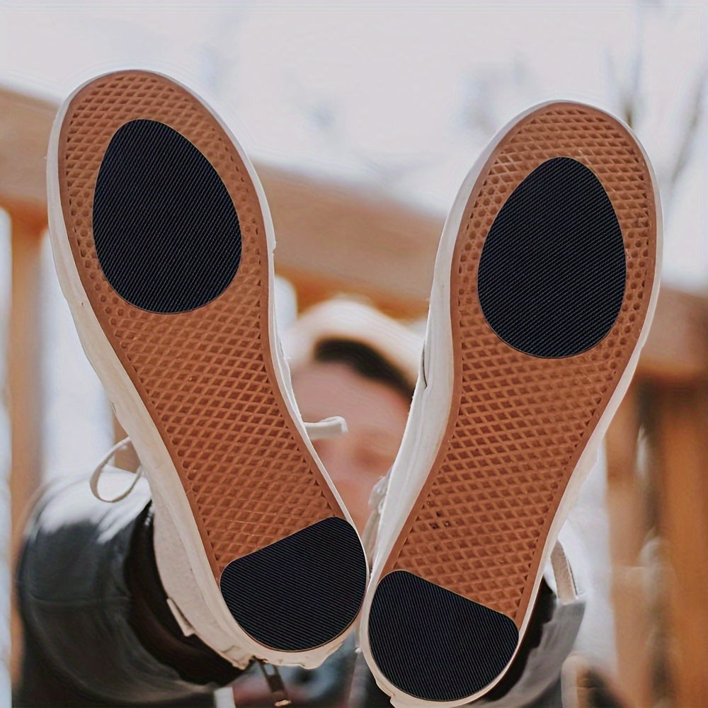 8pcs Anti-Slip Black Shoe Insoles Thickened Self-Adhesive Protectors for Sneakers