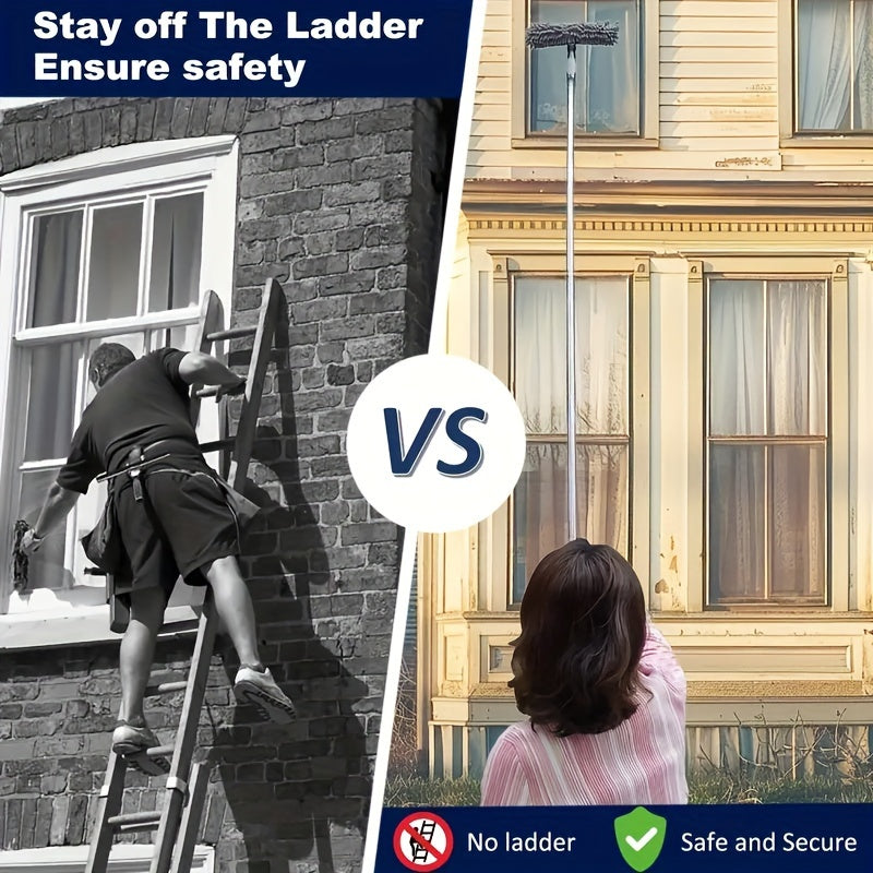 Telescopic tayoq bilan mikrotoʻqimalik duster, burchakni sozlash mumkin, 5m kengaytiriladigan, ichki va tashqi tozalash