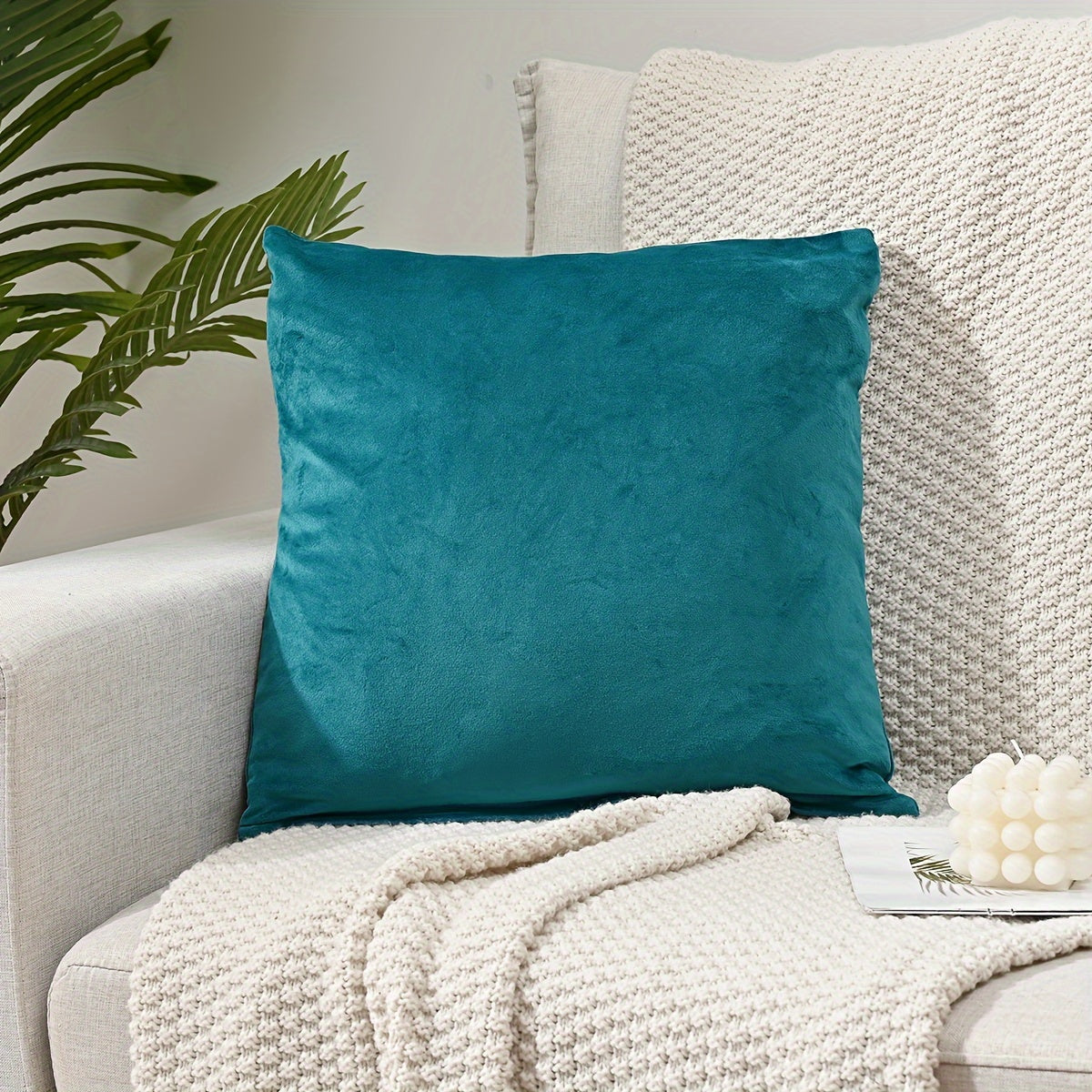 Luxurious Silver Fox Velvet Throw Pillow Cover with Zipper Closure