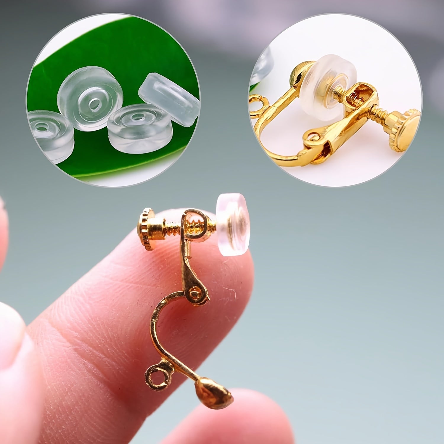 20 Pairs Ear Clip Jewelry Accessories Non-Piercing Anti-Pain Cushions White Gold