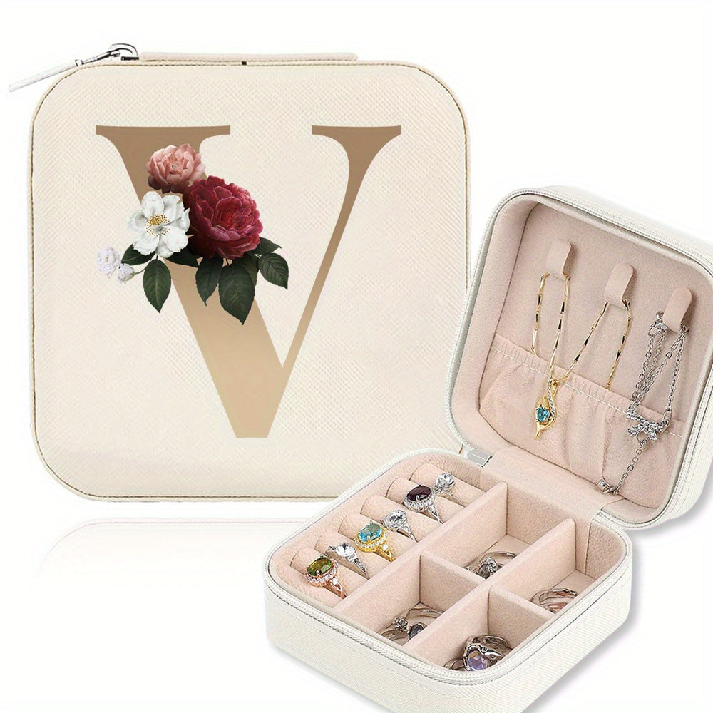 Mini Portable Zipper Jewelry Storage Box for Rings Necklaces and Studs
