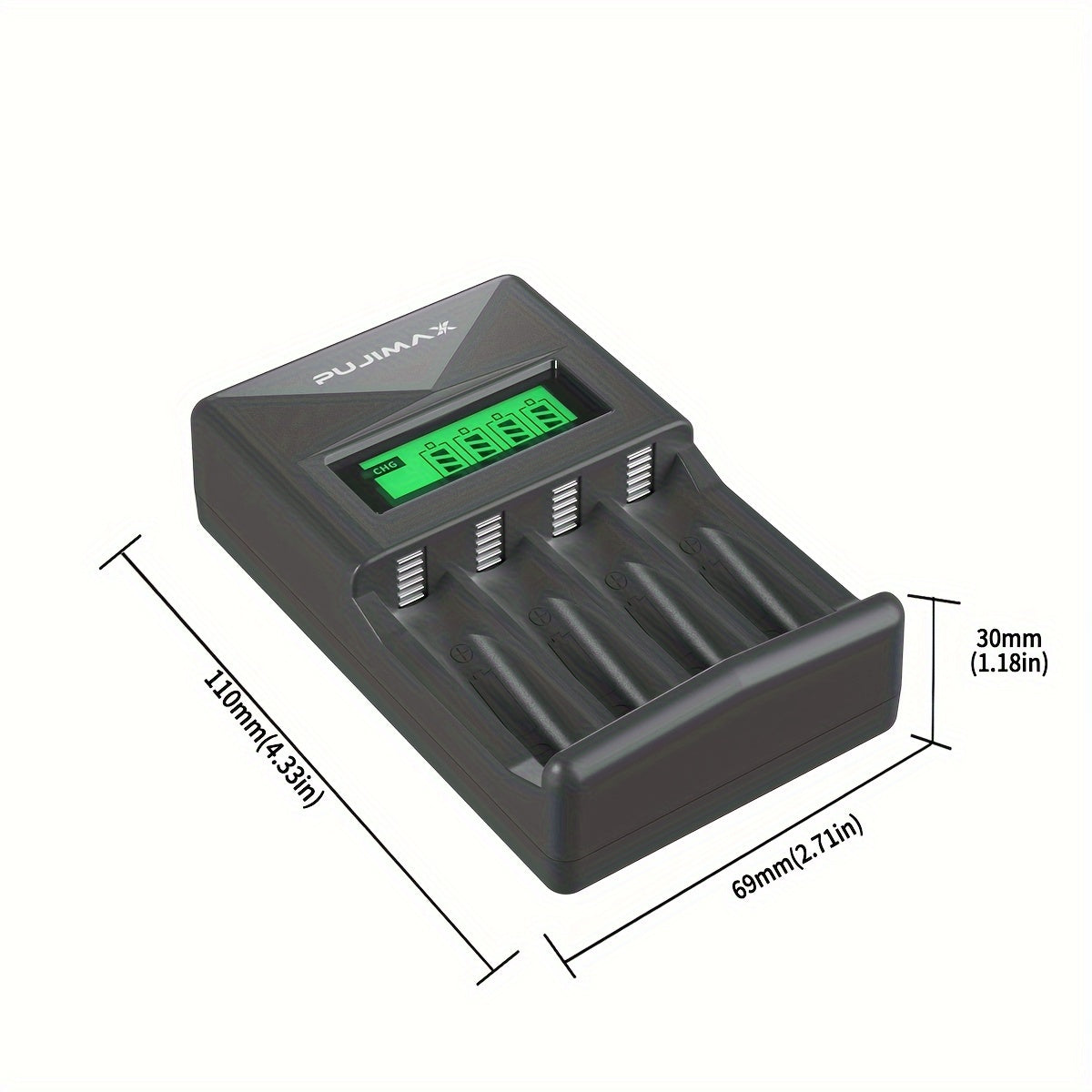 4-Slot LCD Smart Battery Charger for AA AAA Ni-MH Ni-Cd Rechargeable Batteries USB Power