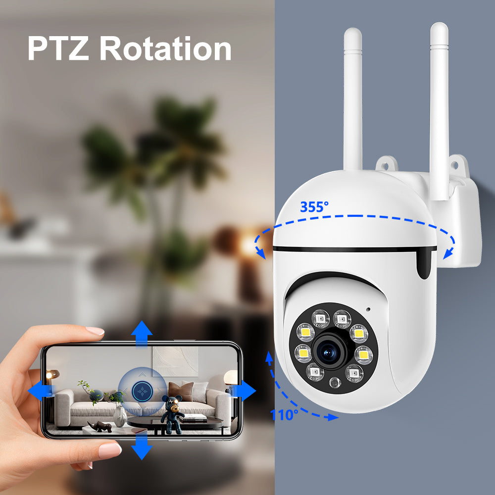 Wireless Outdoor Security Camera 1080P Wi-Fi Pan Tilt Night Vision Two-Way Audio Waterproof