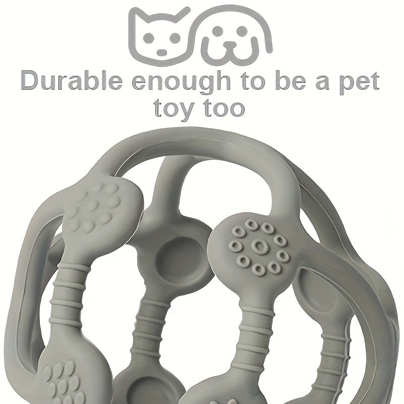 TYRY.HU Silikon Bolalar Tishlash To'pi - Geometrik Dizayn, Bolalar va Kichiklar uchun Oson Ushtirish - Rojdestvo va Shukrona Kuni uchun Ajoyib Ta'gif - Turli Ranglarda Qaynatish Mashinasida Yuvish Mumkin - Bolalar uchun Tishlash O'yinchoqlari