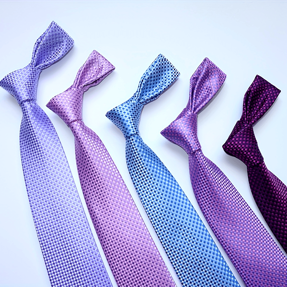 Men's Checkered Jacquard Neck Tie 3.15 Inch Multicolor Business Casual Gift