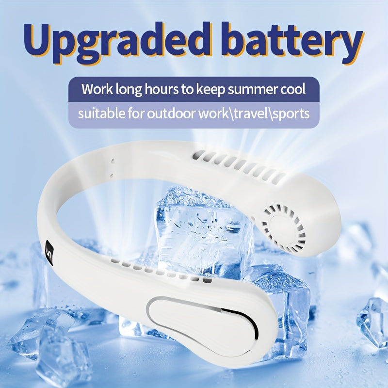 Women's USB Rechargeable Neck Fan with Adjustable Speeds Quiet Fast Cooling