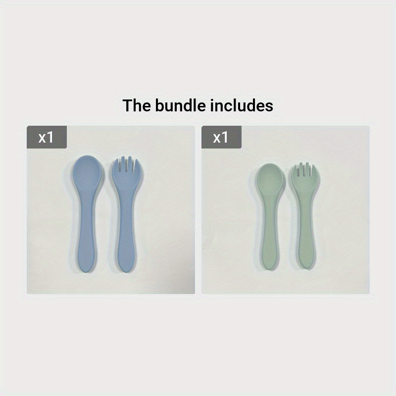 Set of BPA-Free Toddler Utensils with Silicone Forks and Spoons for Self-Feeding