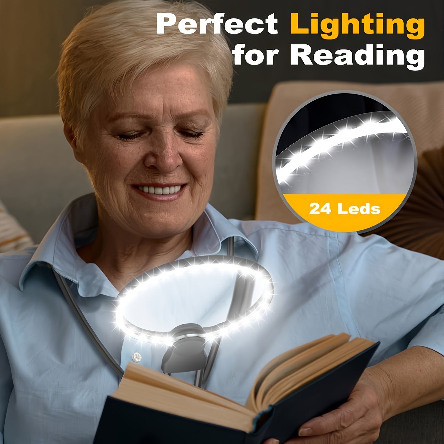 Neck-Mounted LED Magnifying Glass with Lighting for Reading Sewing Cross Stitch