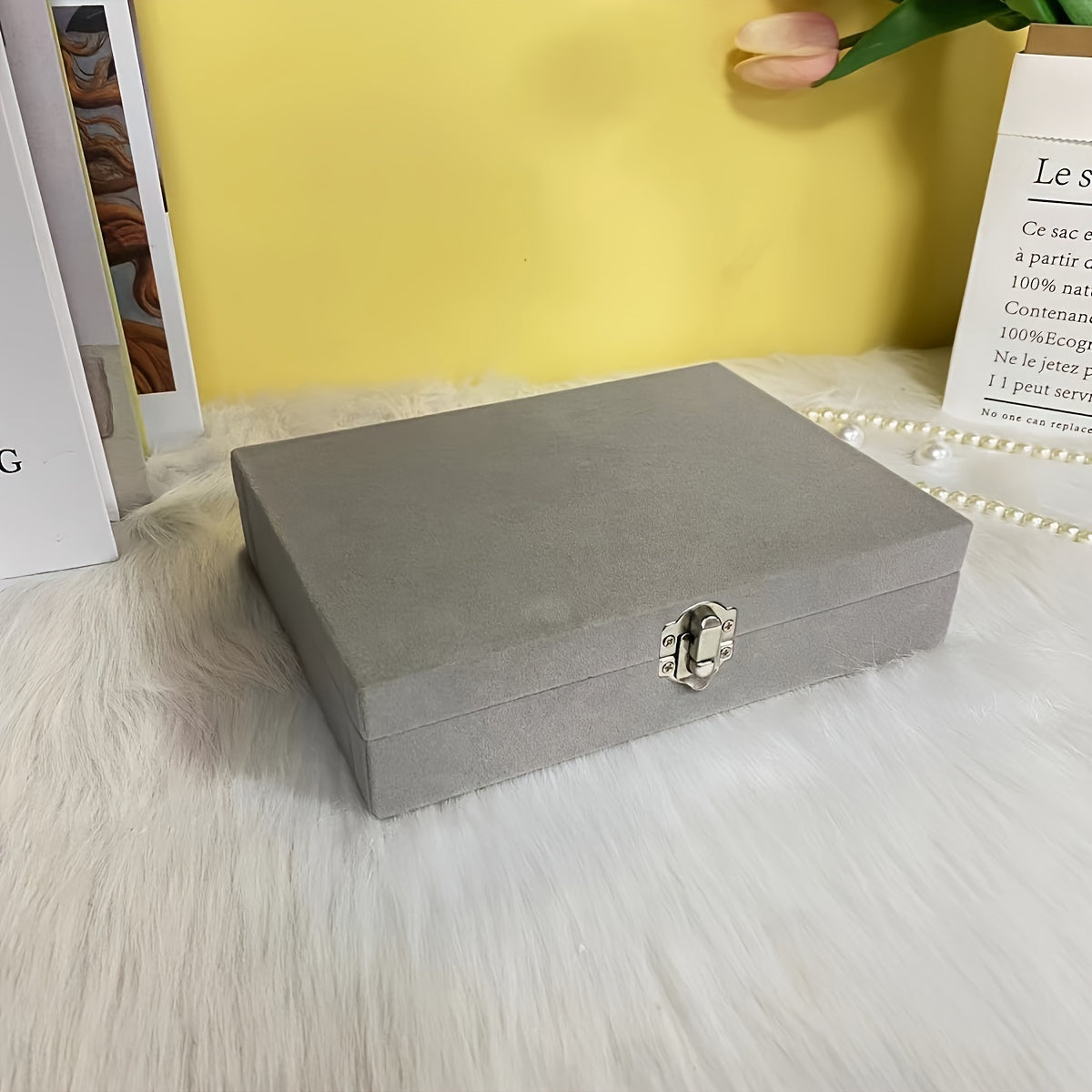 Velvet Jewelry Organizer Box with Flip Cover for Rings Necklaces and Accessories