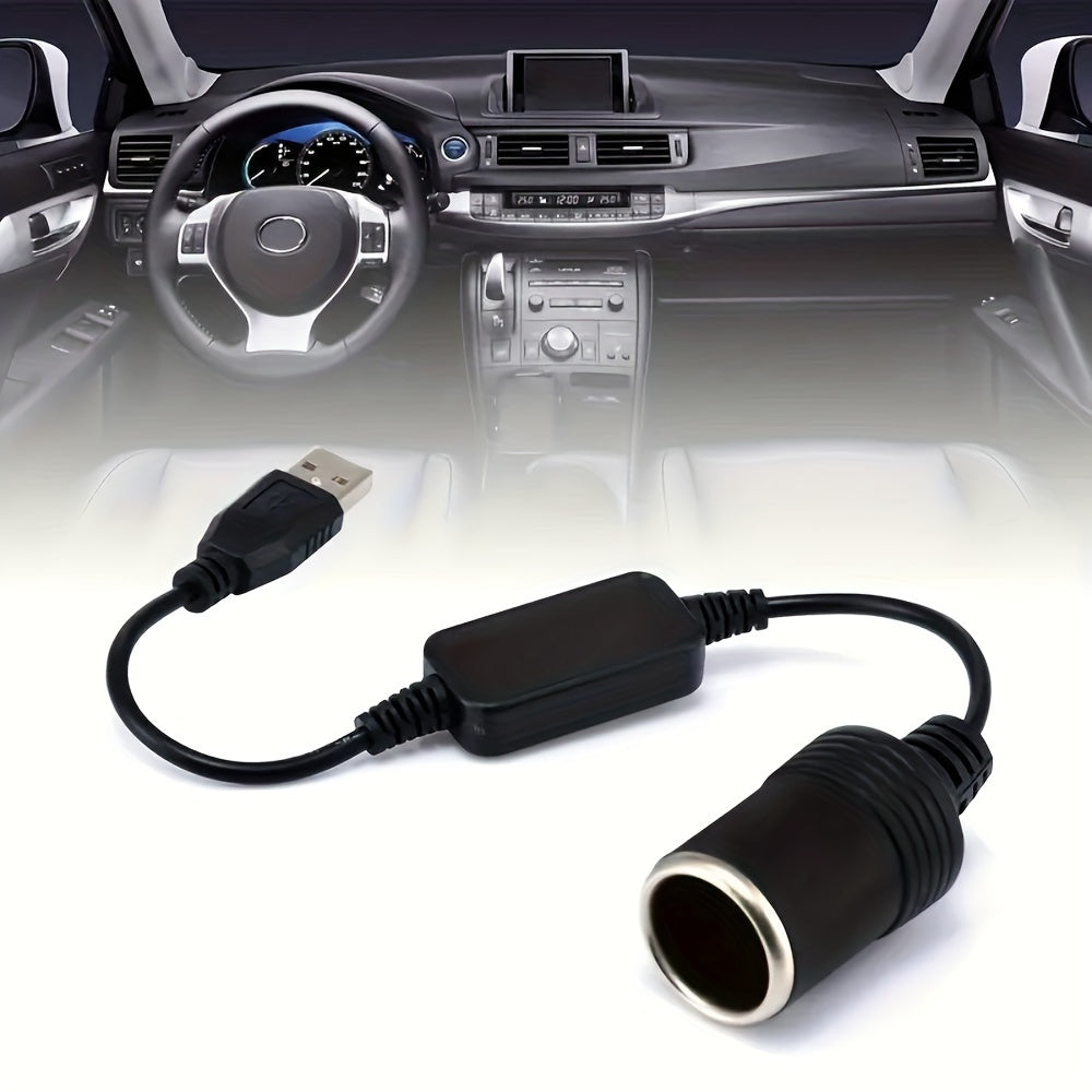 USB to Cigarette Lighter Adapter, 12V Car Socket, 2A, Male to Female