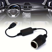 USB to Cigarette Lighter Adapter, 12V Car Socket, 2A, Male to Female