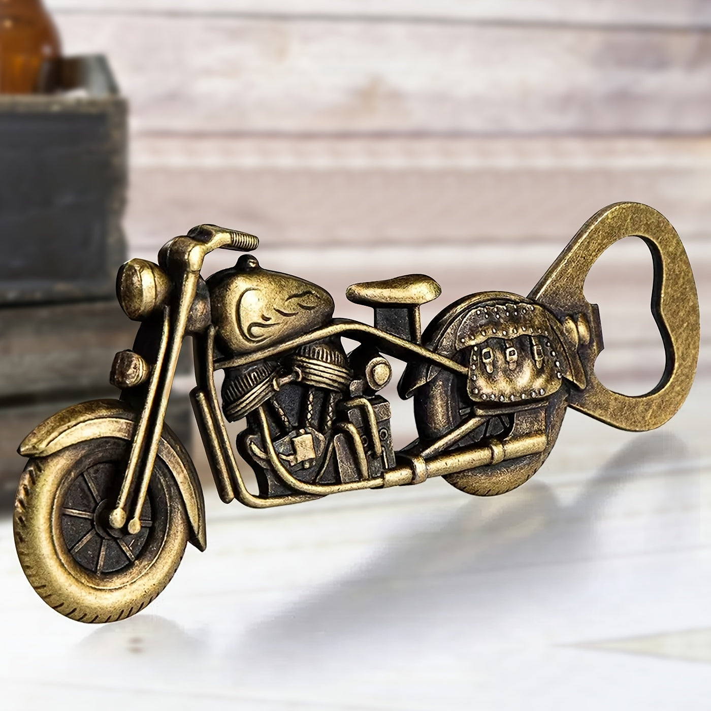 Golden Motorcycle Bottle Opener for Beer Lovers Men 5x2 Inches