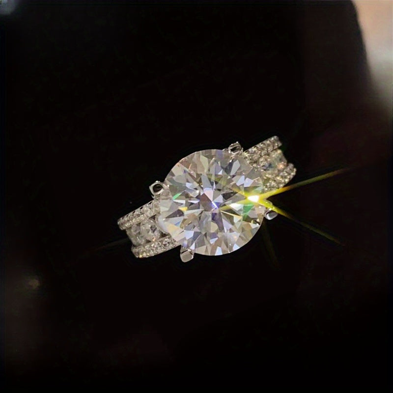 10 Carat Moissanite Engagement Ring Silver S925 Wedding Jewelry